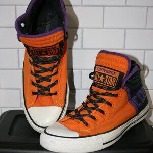 Converse Orange, Black, & Purple Hightop Sneakers